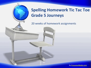 Preview of (Journeys) Spelling Homework Grade 5 Tic Tac Toe (20 weeks worth)