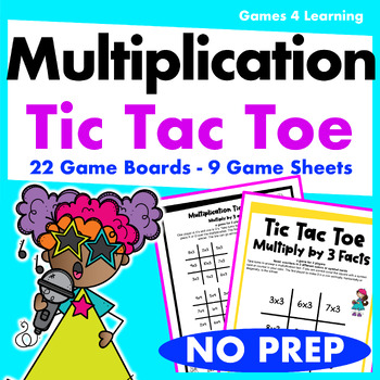 Preview of Tic Tac Toe Math Games for Multiplication Facts Practice Printable & Digital