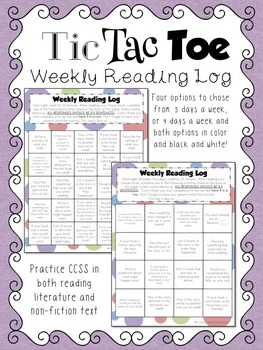 Preview of Tic-Tac-Toe Reading Log
