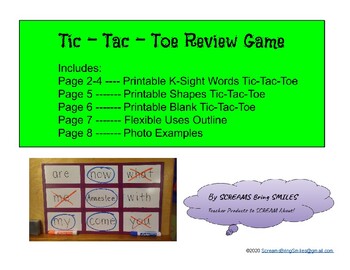 Preview of Tic Tac Toe Review Game