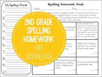 Preview of Tic-Tac-Toe Spelling Homework (freebie)
