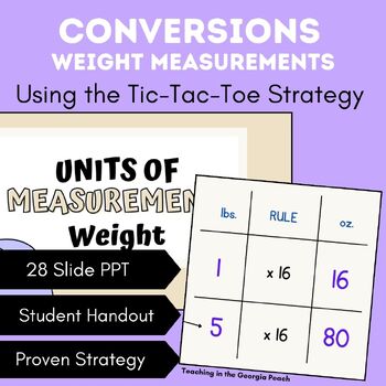 Preview of Tic Tac Toe Strategy for Weight Measurement Conversions