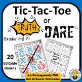 Tic-Tac-Toe TRUTH or DARE Back to School Get to Know You f