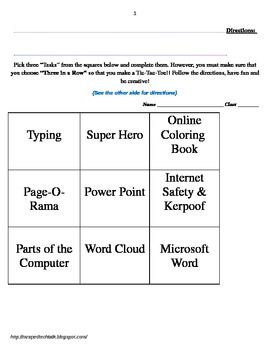 Preview of Tic-Tac-Toe Tasks: Computer Lab Style! (Distance Learning)