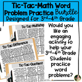 Tic-Tac-Toe Word Problem Practice Activities | 3rd and 4th Grade