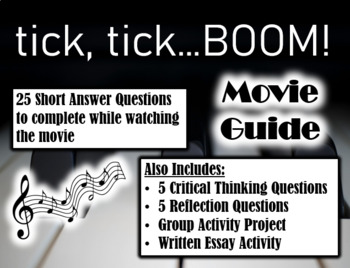 Preview of Tick Tick Boom Movie Guide (2021) - Movie Questions with Extra Activities