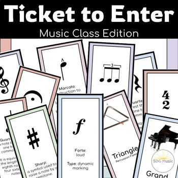 Preview of Music Class Ticket to Enter Card Pack - Music Education