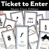 Music Class Ticket to Enter Card Pack - Music Education