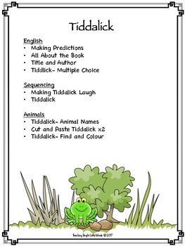tiddalick worksheets by teaching bright little minds tpt