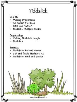 Tiddalick Worksheets by Teaching Bright Little Minds | TpT