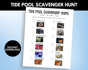 Preview of Tide Pool Scavenger Hunt | Sea Week | Field Trip to the Beach
