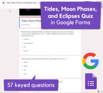 Preview of Tides, Eclipses, and Moon Phases Quiz in Google Forms