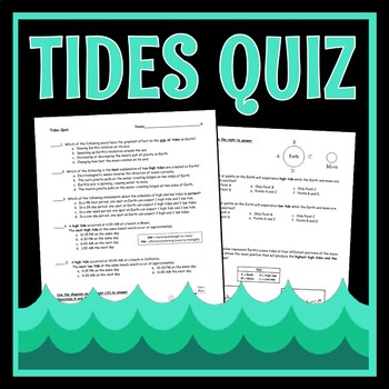 Preview of Ocean Tides Quiz Middle School NGSS MS-ESS1-1 MS-ESS1-2