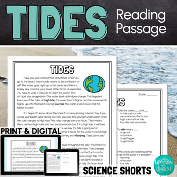 Preview of Tides Reading Comprehension Passage PRINT and DIGITAL