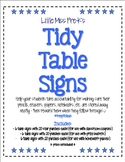 Tidy Table Signs