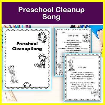 Preview of Tidy Time Tune" Preschool Cleanup Song and Beginning Letter Sound Activities