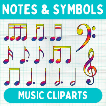 Preview of Tie Dye Notes & Symbols - Music Cliparts - Printable Graphics - Commerical Use