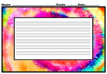 Preview of Tie and Dye Writing Paper, Distance Learning has 11 pages in landscape style
