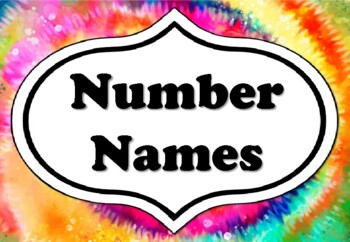 Preview of Tie and Dye Number Names With Numbers 0-100, Kindergarten Classroom Decor