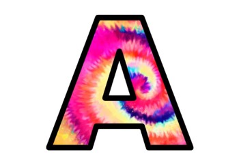 Preview of Tie and Dye Spring Letters, Colorful Bulletin Board Letters, India Holi Decor