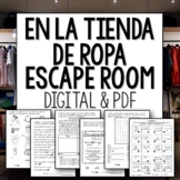 Tienda de Ropa Spanish Clothing Escape Room digital and printable
