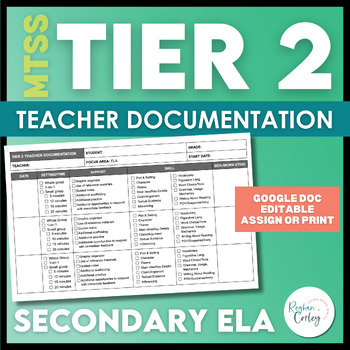 Preview of Tier 2 Teacher Documentation Form for ELA