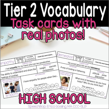 Preview of Tier 2 Vocabulary Cards for Speech Therapy - High School - with REAL PHOTOS!