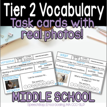 Preview of Tier 2 Vocabulary Cards for Speech Therapy - Middle School - with REAL PHOTOS!