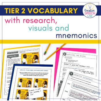 Preview of Tier 2 Vocabulary Intervention with Research, Visuals & Mnemonics