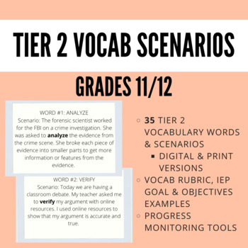 Preview of Tier 2 Vocabulary Scenarios Grades 11/12 (Digital & Print Versions)