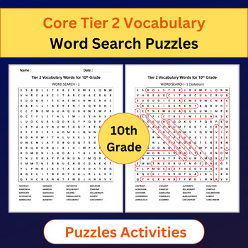 Preview of Tier 2 Vocabulary | Word Search Puzzles Activities | 10th Grade