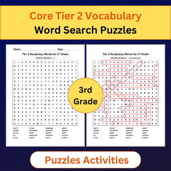 Preview of Tier 2 Vocabulary | Word Search Puzzles Activities | 3rd Grade