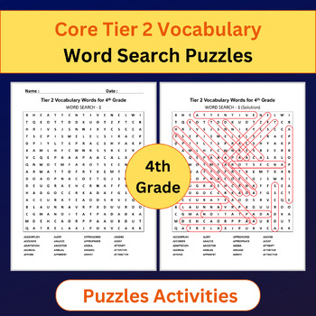 Preview of Tier 2 Vocabulary | Word Search Puzzles Activities | 4th Grade