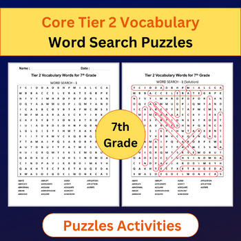 Preview of Tier 2 Vocabulary | Word Search Puzzles Activities | 7th Grade