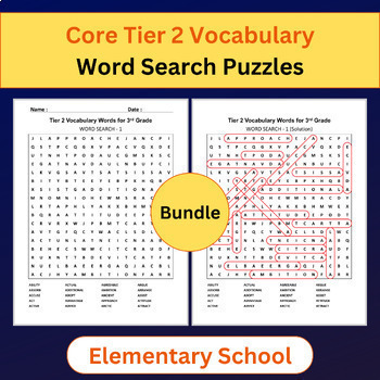 Preview of Tier 2 Vocabulary | Word Search Puzzles Activities Bundle | Elementary School