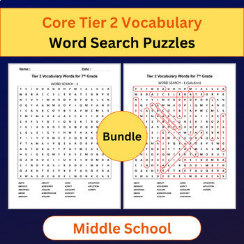 Preview of Tier 2 Vocabulary | Word Search Puzzles Activities Bundle | Middle School