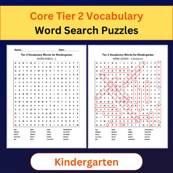 Preview of Tier 2 Vocabulary | Word Search Puzzles Activities | Kindergarten