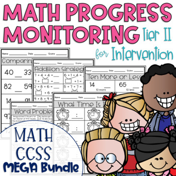 Preview of Tier II Math Intervention Progress Monitoring Kit All CCSS MEGA Bundle 1st Grade
