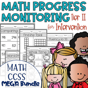 Preview of Tier II Math Intervention Progress Monitoring Kit All CCSS MEGA Bundle 2nd Grade