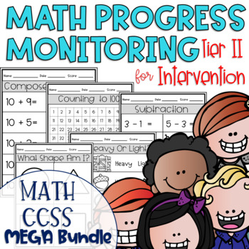 Preview of Tier II Math Intervention Progress Monitoring Kit All CCSS MEGA Bundle Kinder