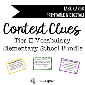 Preview of Tier II Vocabulary Task Cards - Elementary BUNDLE - PRINTABLE AND DIGITAL