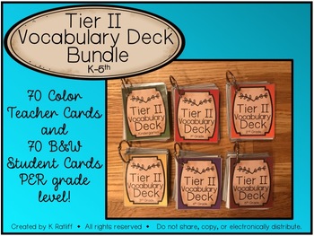 Preview of Tier Two Vocabulary Card Deck Bundle:  Elementary (K-5th)