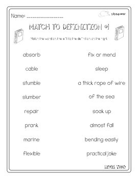 word worksheets level 2 tier two vocabulary by pipsqueak tpt