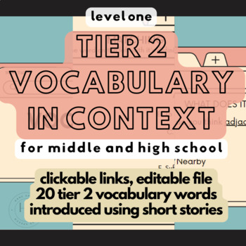 Preview of Tier Two Vocabulary in Context (L1) - Speech Therapy for Middle and High School