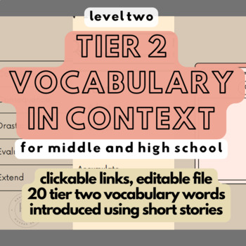 Preview of Tier Two Vocabulary in Context (L2) - Speech Therapy for Middle and High School