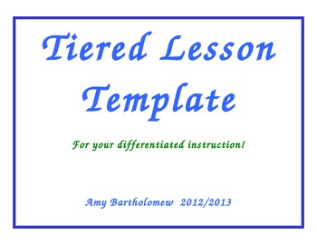 Preview of Tiered Lesson Plan Template