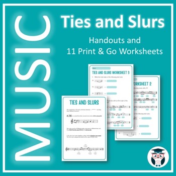 Preview of Ties and Slurs in Music - PowerPoints, Handouts & 11 Print & Go Worksheets