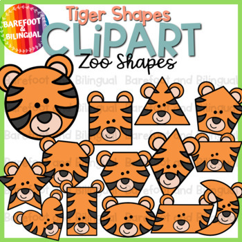 Preview of Tiger 2D Shapes - Zoo Clipart - Tiger Clipart