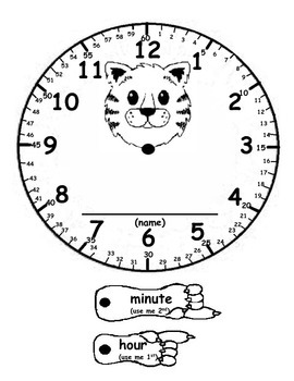 Tiger Clock Craft with Minutes Displayed (Telling Time worksheet)