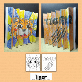 Preview of Tiger Craft Zoo Animals Activities Safari Coloring Page Agamograph Jungle Board